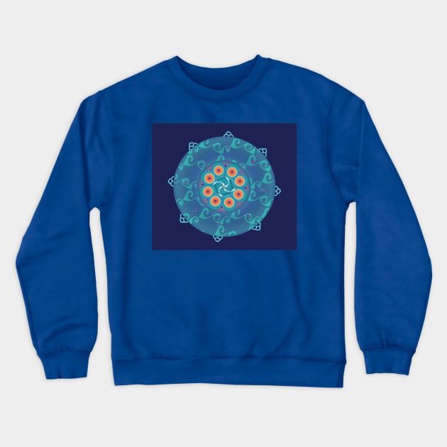 Tibetan Golden Wheel Mandala Crewneck Sweatshirt by shimaart